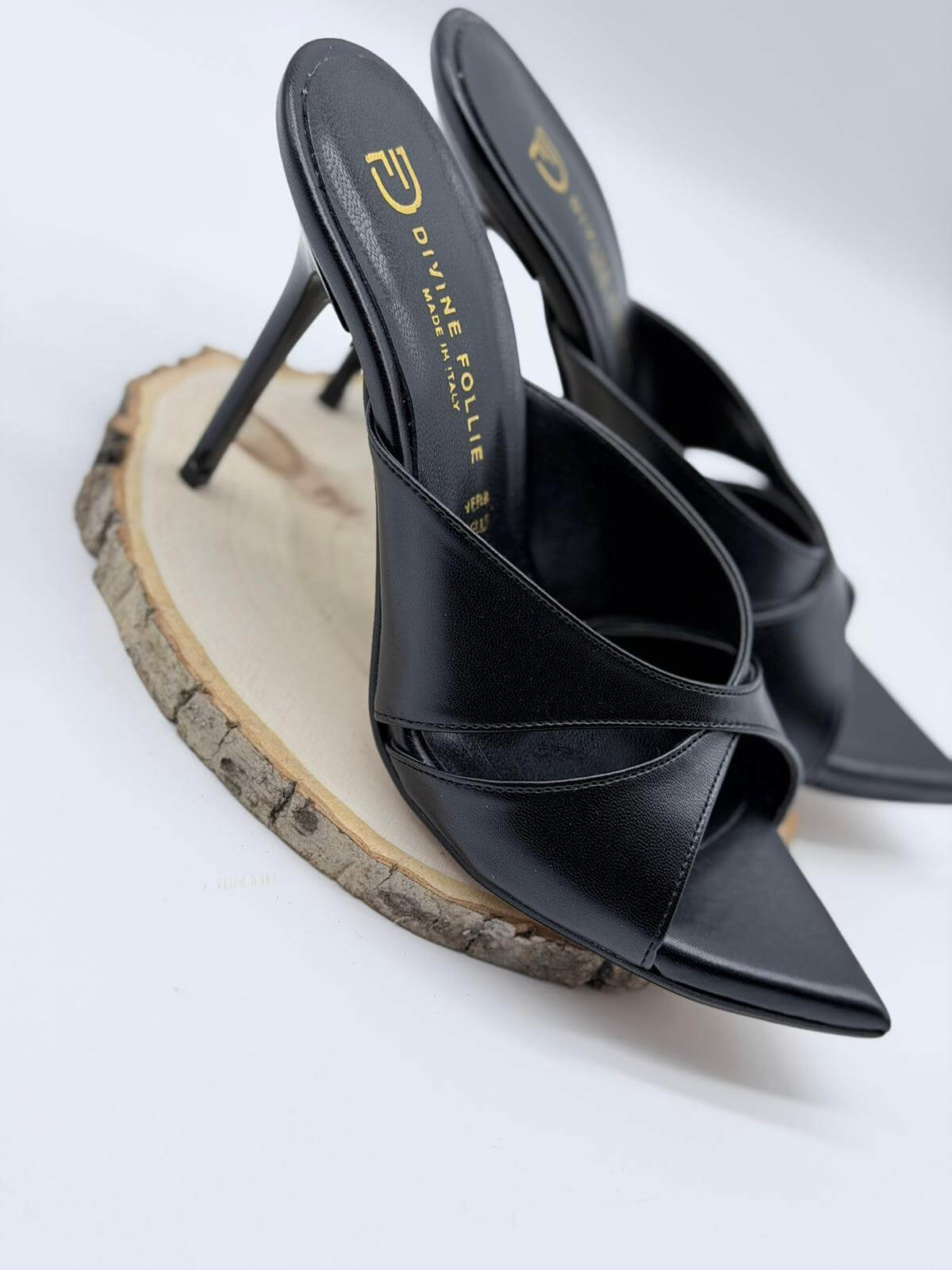 Divine Follie Mule Donna Vera Pelle Nera