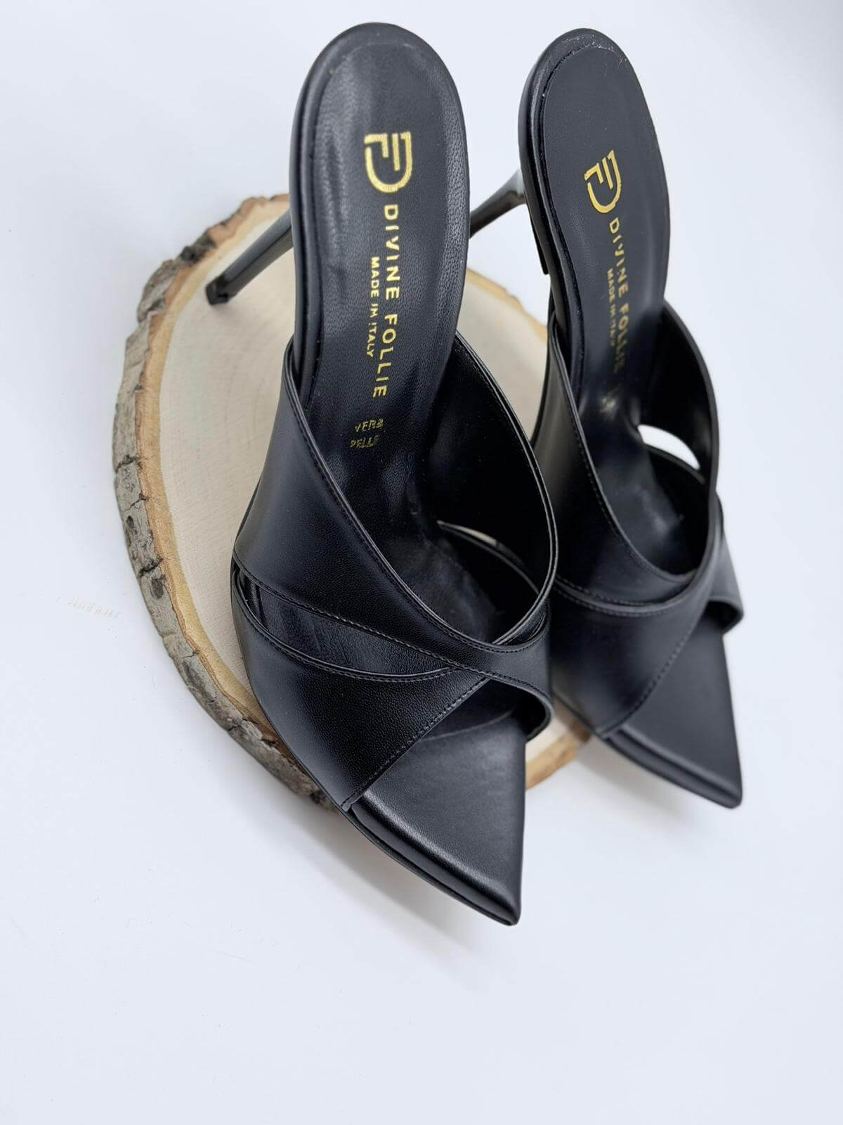 Divine Follie Mule Donna Vera Pelle Nera