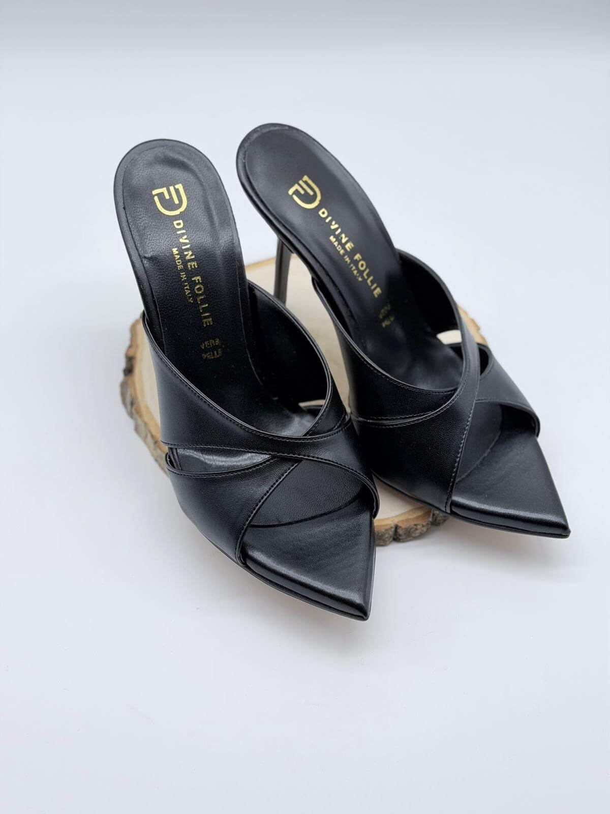 Divine Follie Mule Donna Vera Pelle Nera