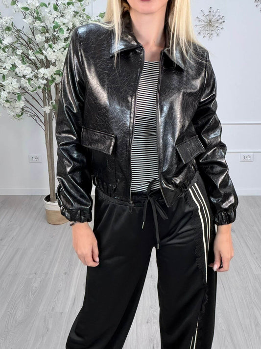 Susy Mix Bomber Eco Pelle Donna Rock-Chic