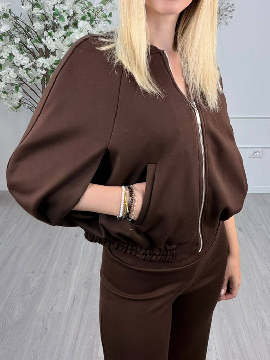 Haveone Giacca Bomber Donna Marrone