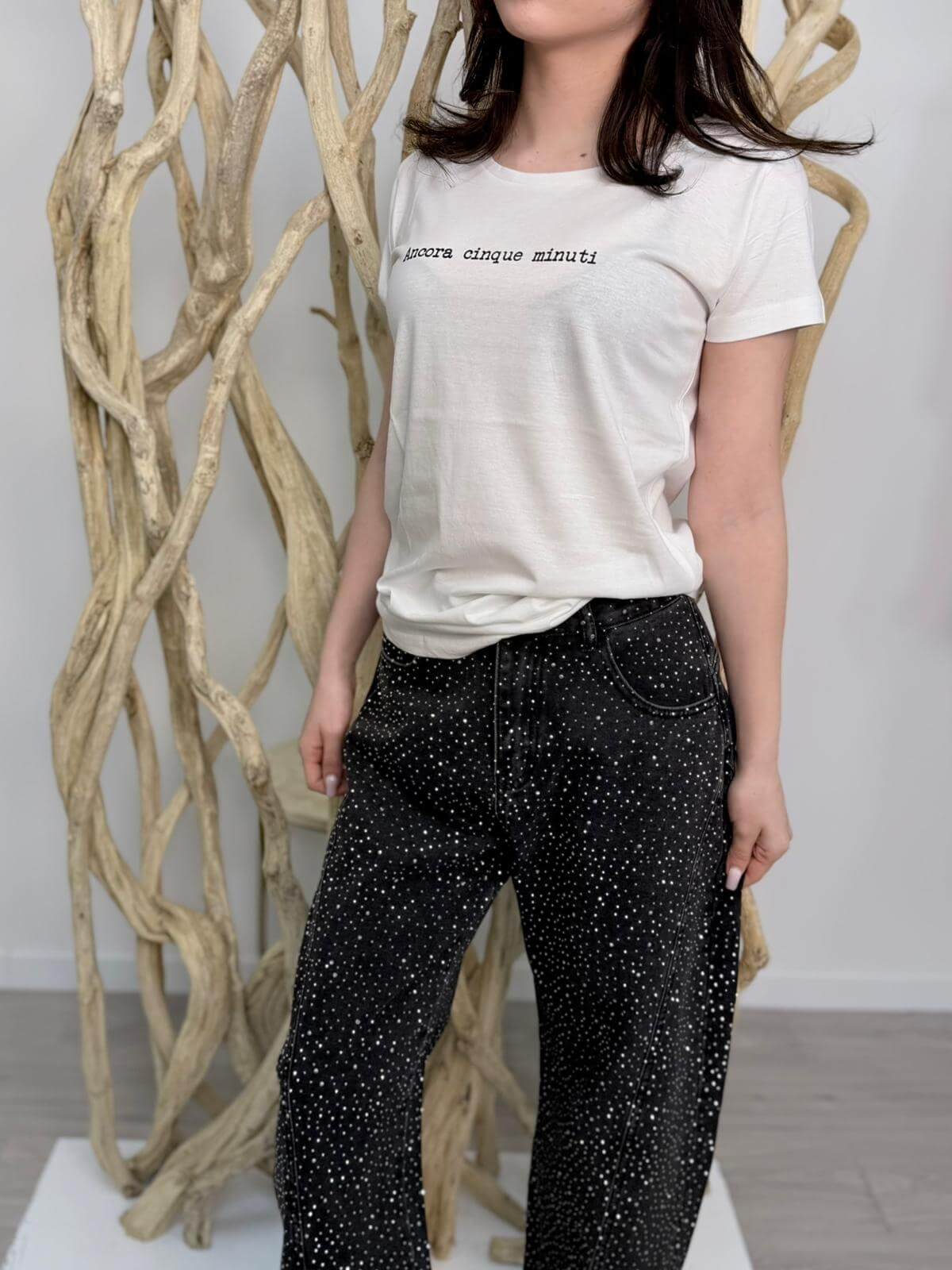 T-shirt  Bianco Con Scritta -Susy Mix