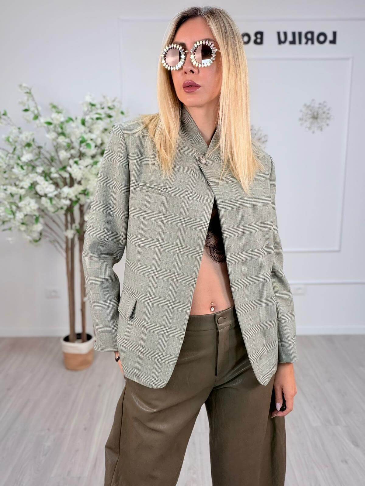Vicolo Giacca Check Donna Perla/Militare