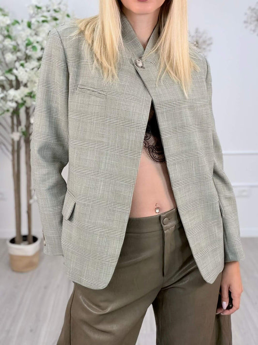 Vicolo Giacca Check Donna Perla/Militare