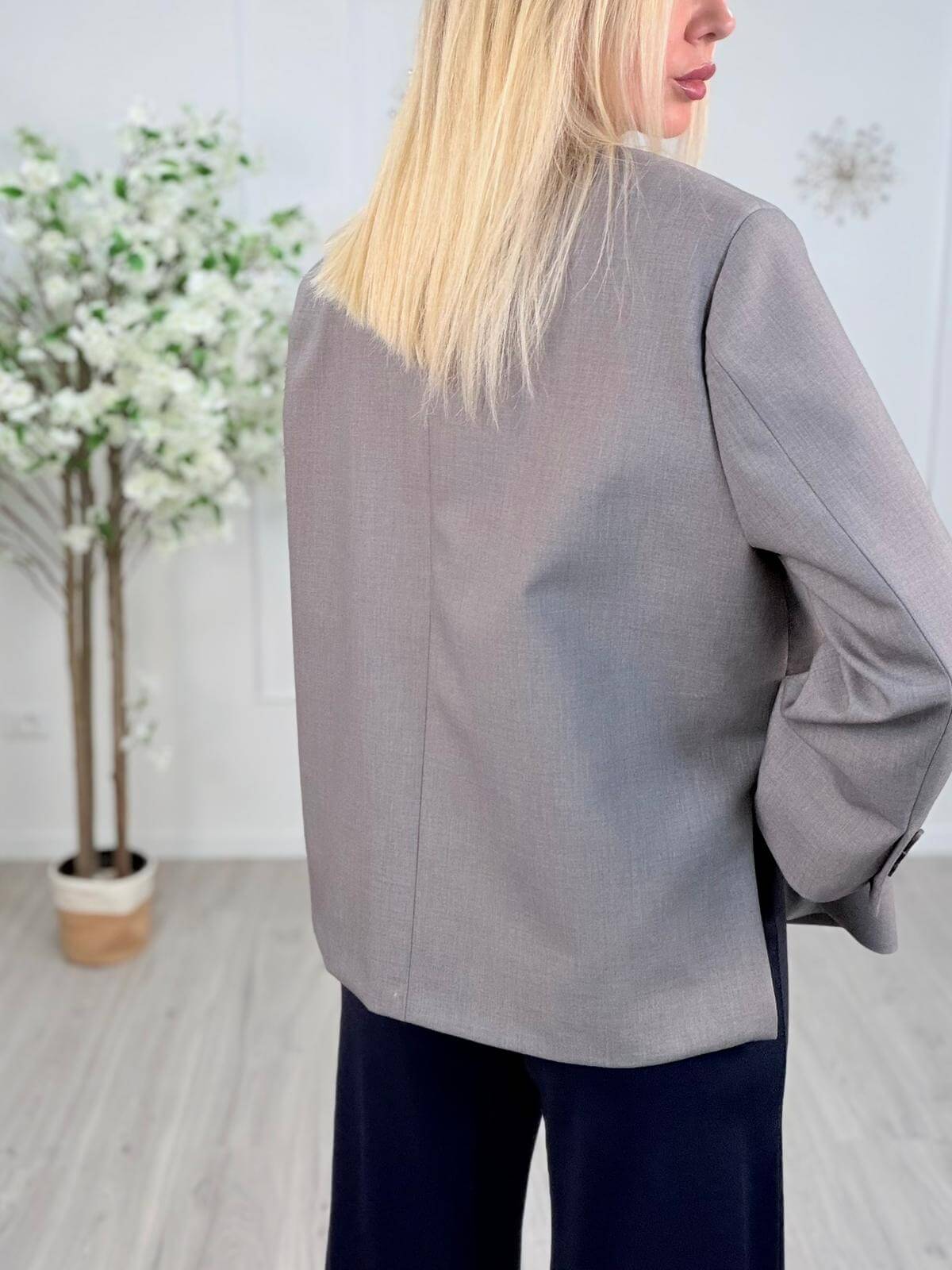 Vicolo Blazer Donna Grigio Melange Incrociato