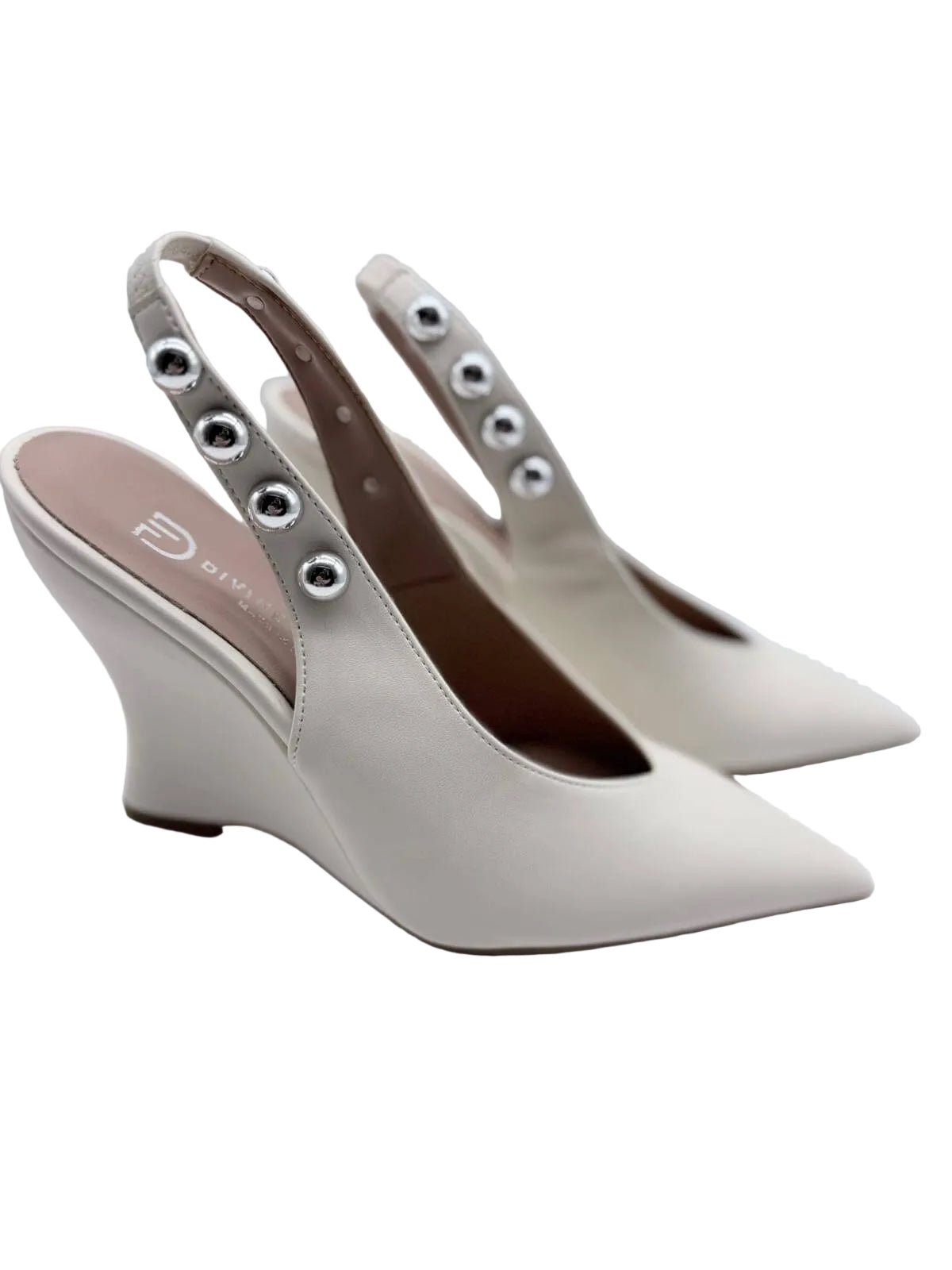 Divine Follie Slingback Donna Off White con Borchie
