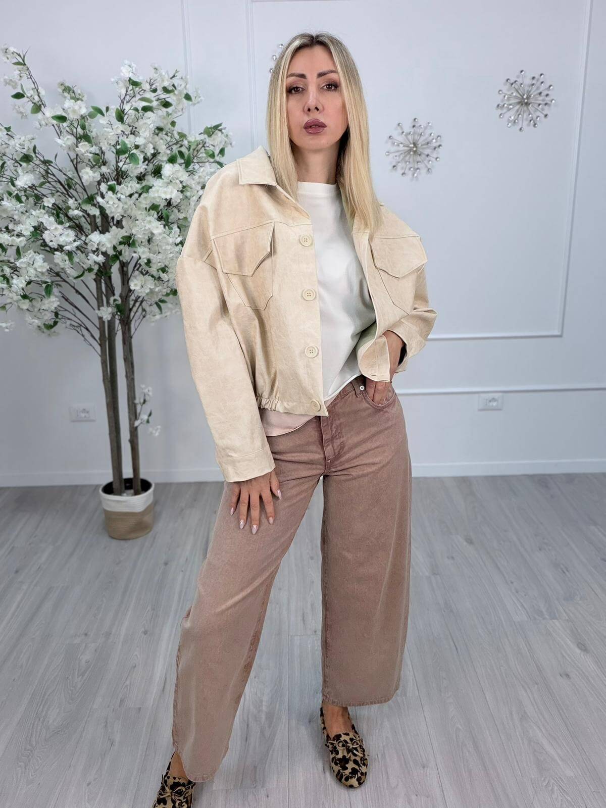 Haveone Giacca Bomber Donna Color Burro