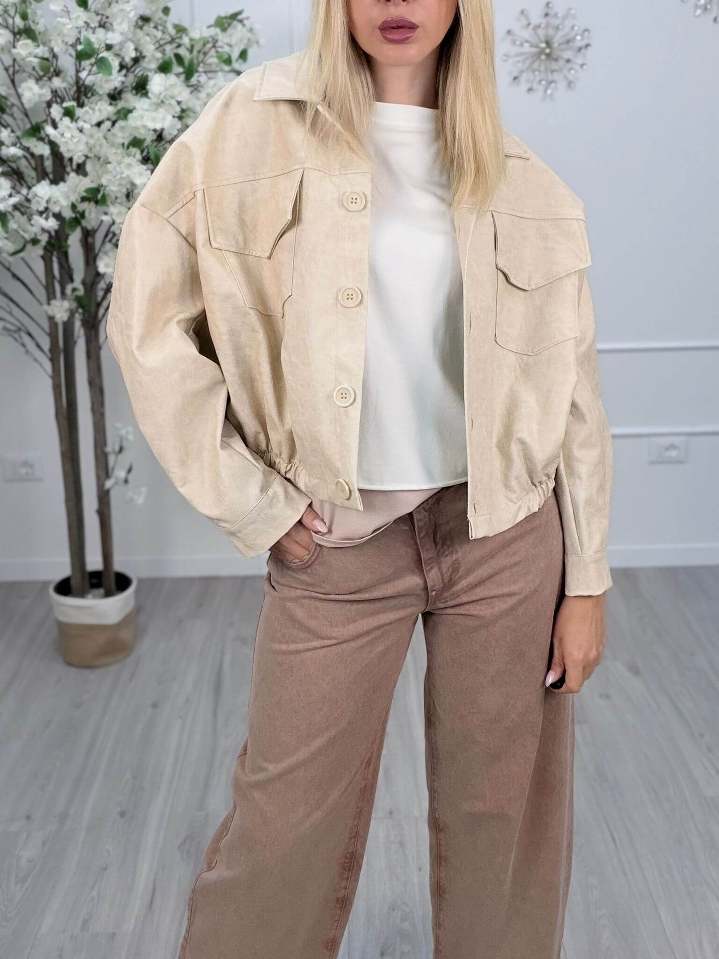 Haveone Giacca Bomber Donna Color Burro