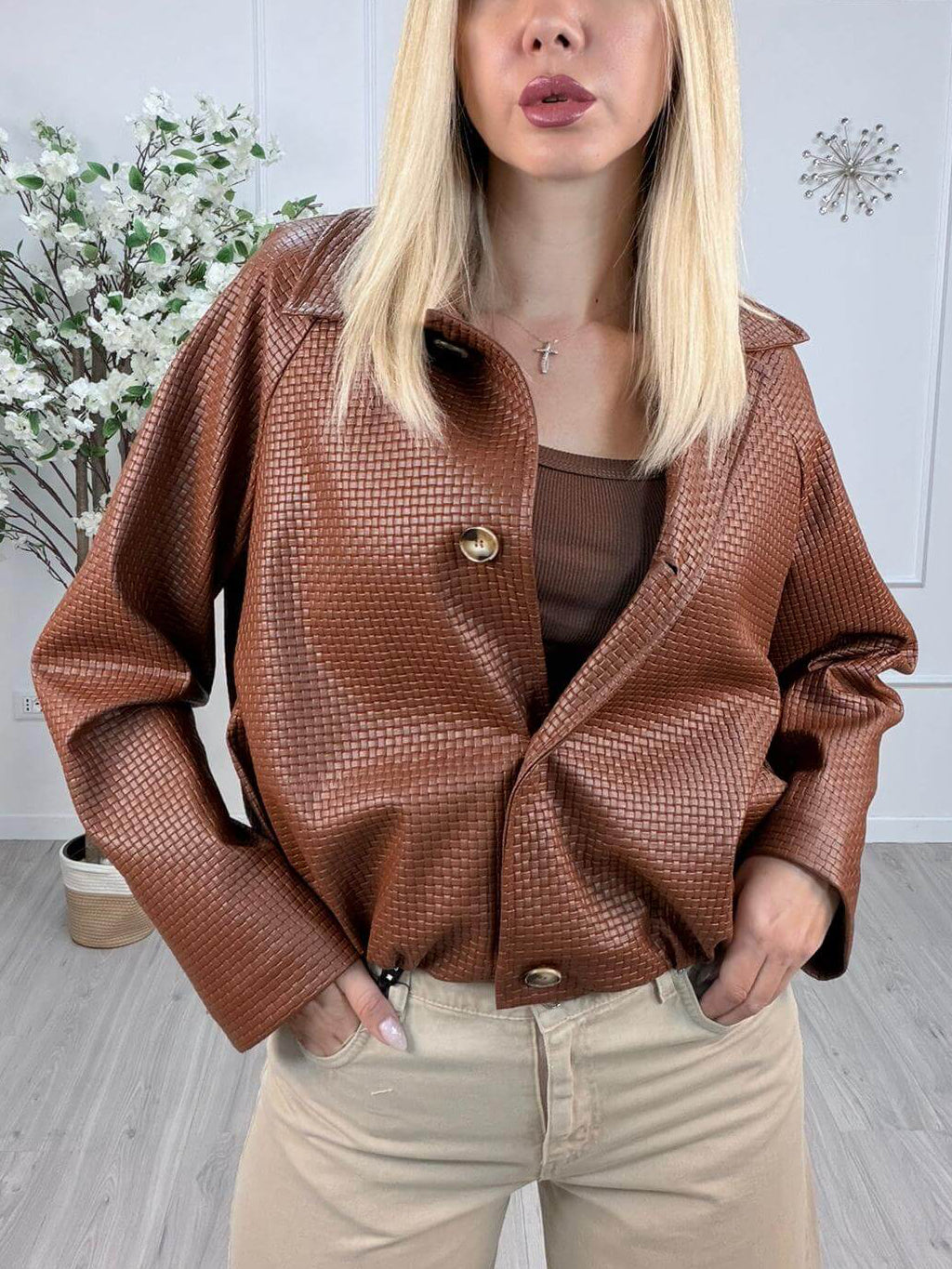 Haveone Bomber Donna Bruciato Intrecciato