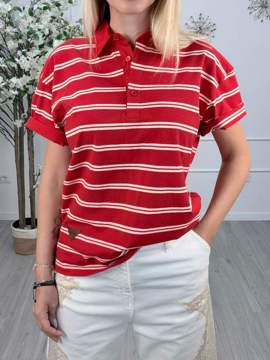 Vicolo Polo Donna Righe Rosso e Burro
