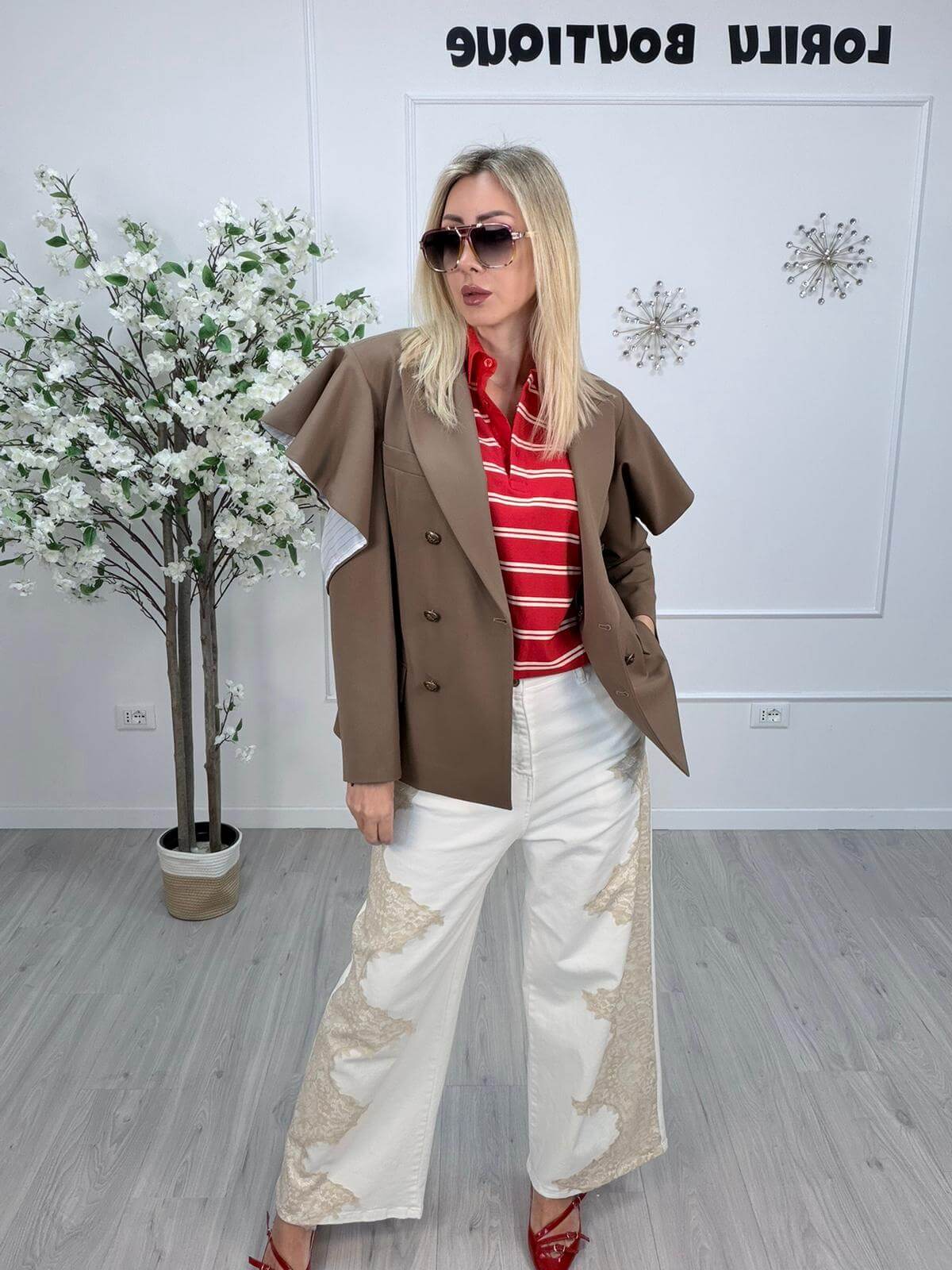 Vicolo Polo Donna Righe Rosso e Burro