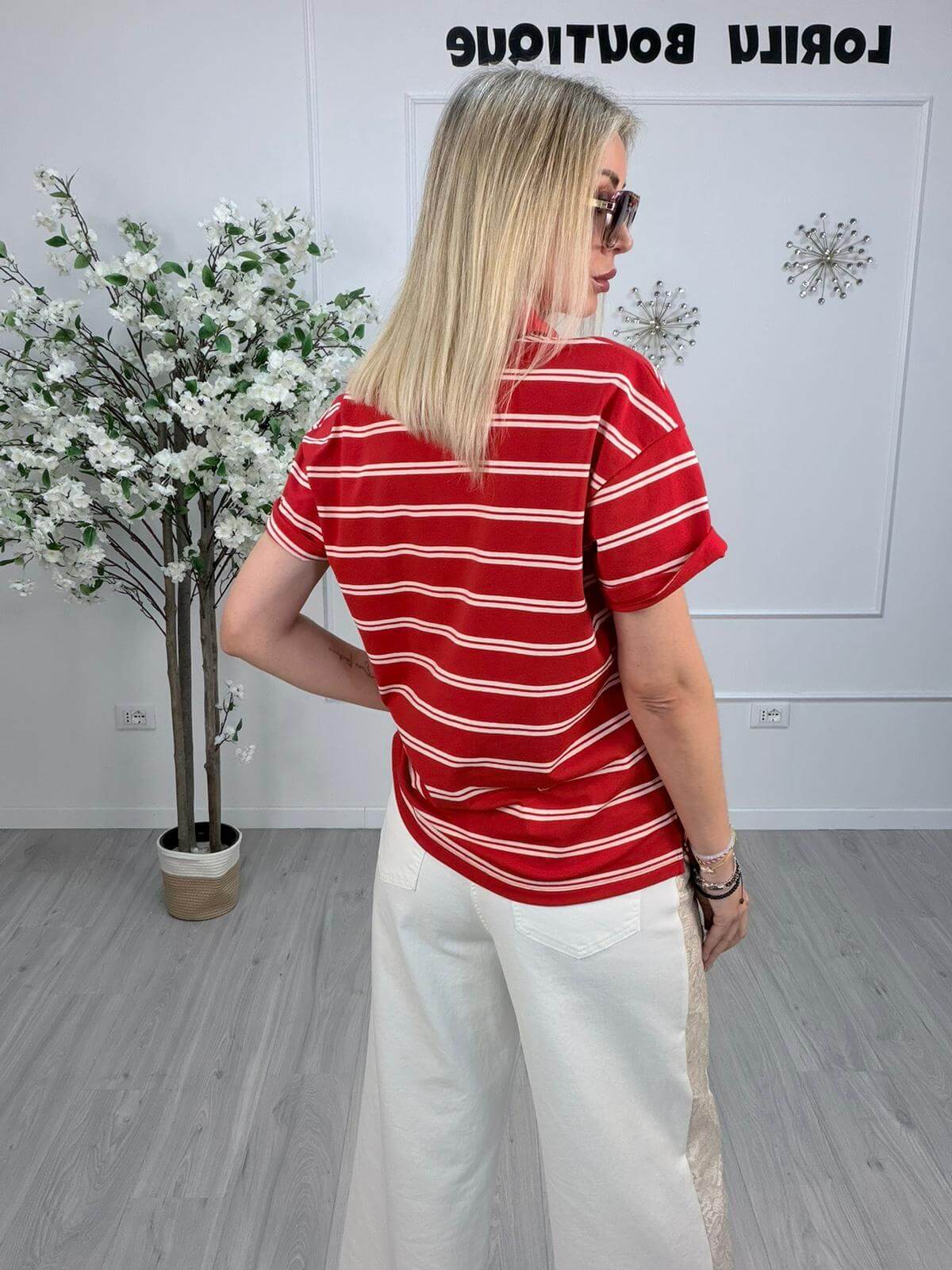 Vicolo Polo Donna Righe Rosso e Burro