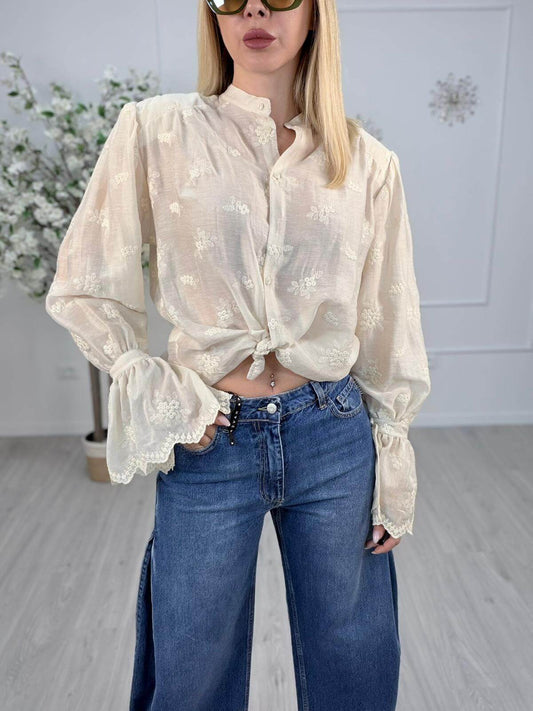 Philia Loft Camicia Donna Burro Ricamata