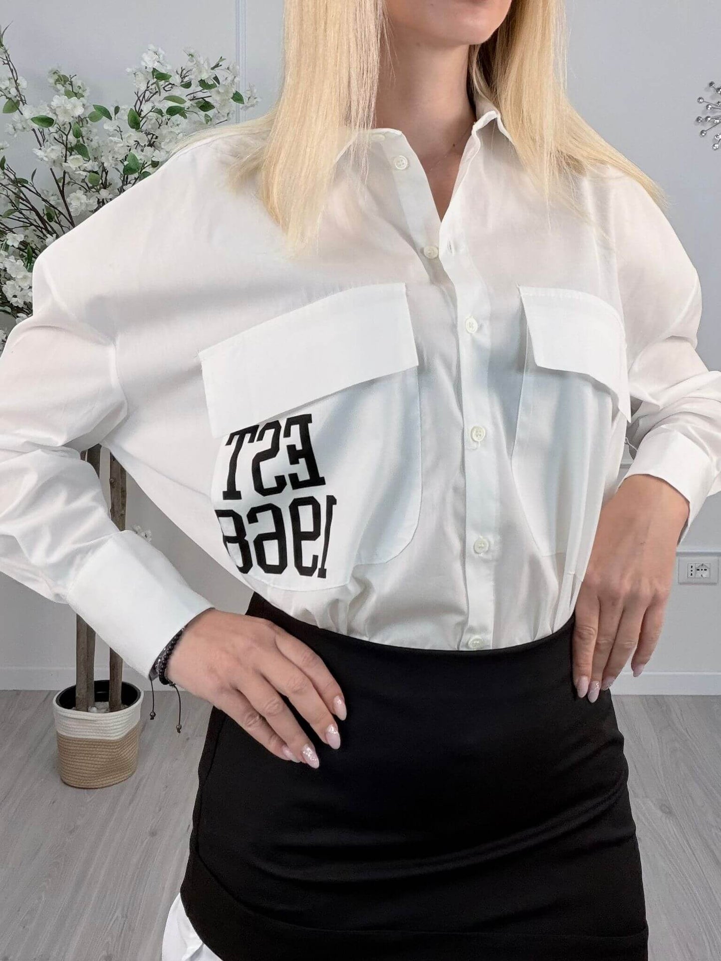 Vicolo Camicia Oversize Donna Bianco "Athletic Club"