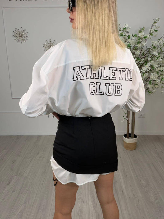 Vicolo Camicia Oversize Donna Bianco "Athletic Club"