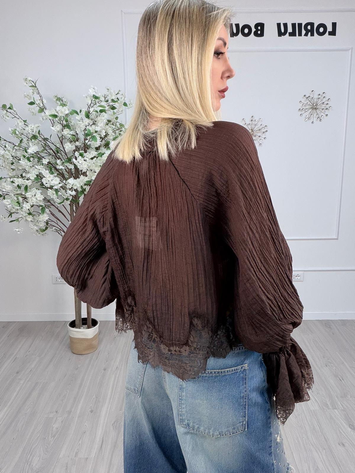 Camicia Tensione con pizzo – moro
