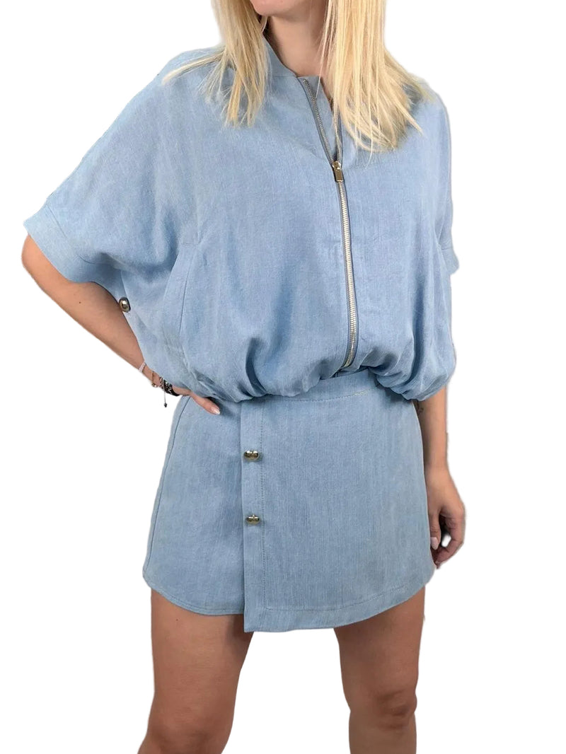 Giacca Maryley in lyocell con zip color denim chiaro