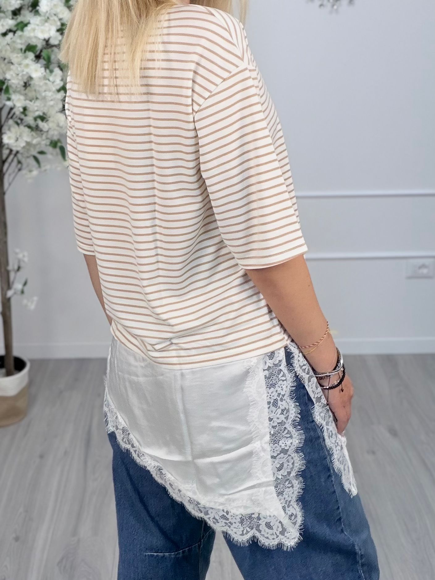 Maglia Susy Mix Righe & Balza Pizzo