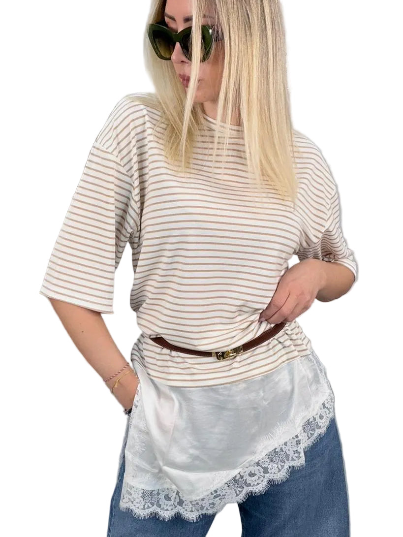 Maglia Susy Mix Righe & Balza Pizzo