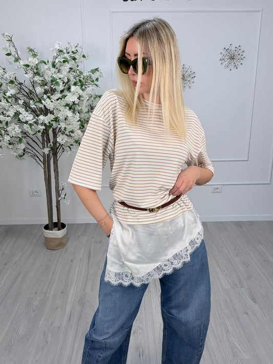 Maglia Susy Mix Righe & Balza Pizzo