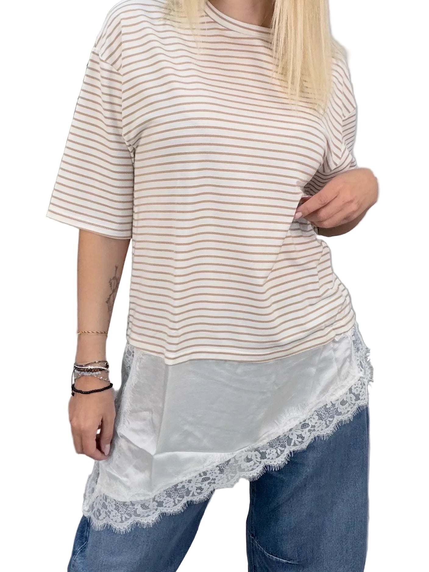 Maglia Susy Mix Righe & Balza Pizzo