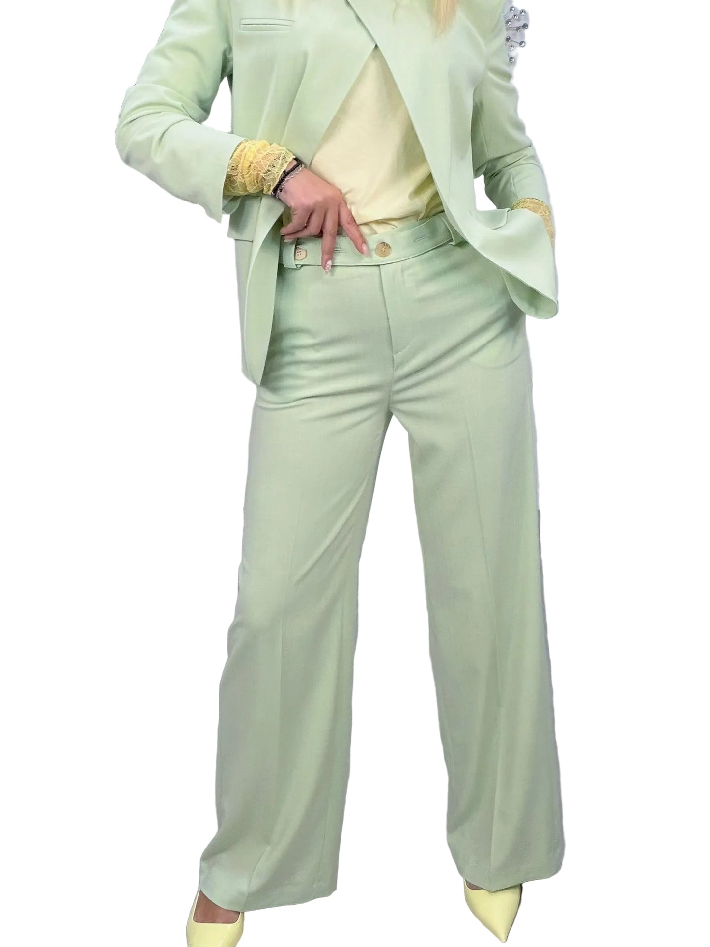 Pantalone Maryley Wide Leg - Verde Menta Pastello
