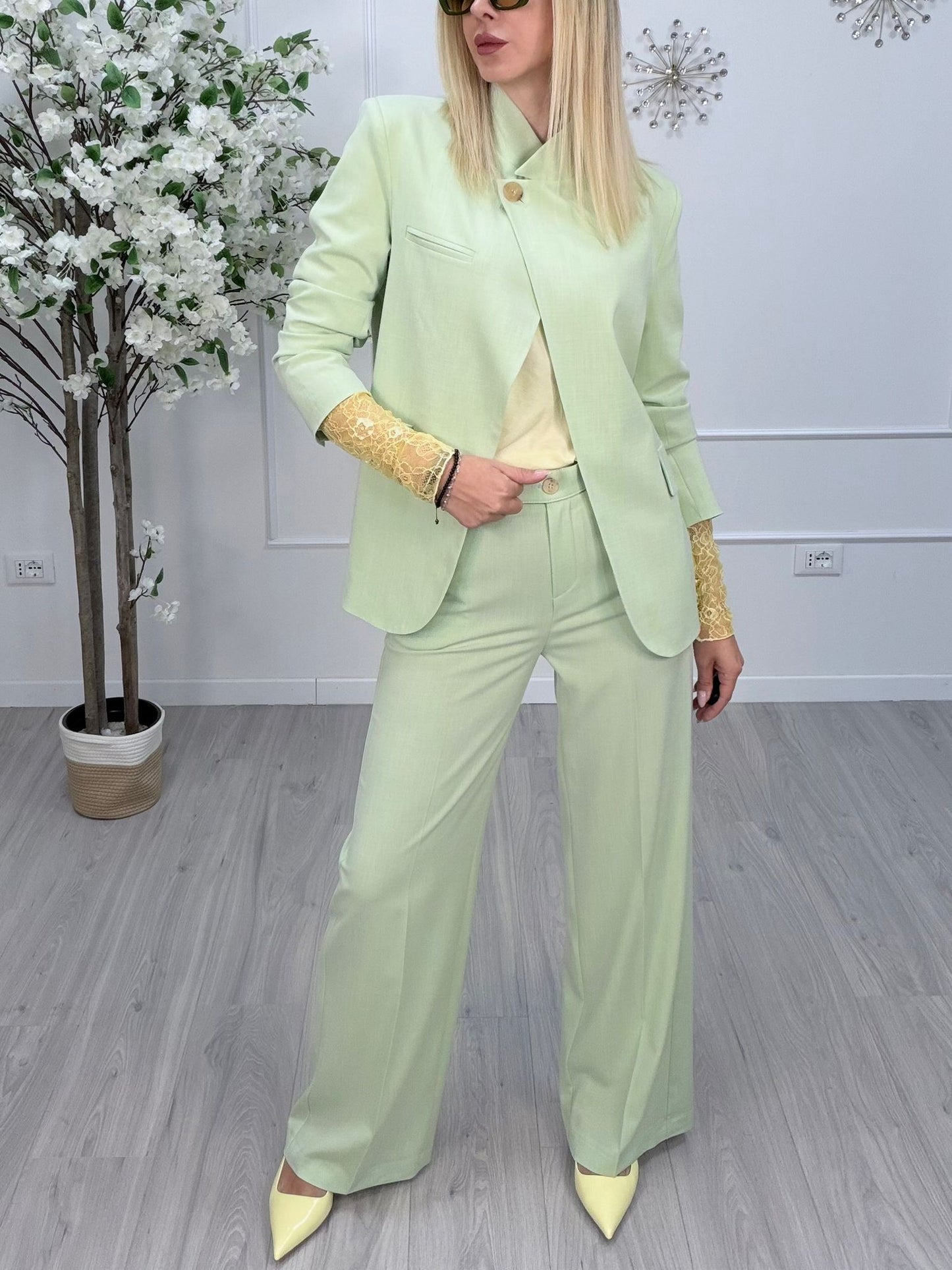 Pantalone Maryley Wide Leg - Verde Menta Pastello