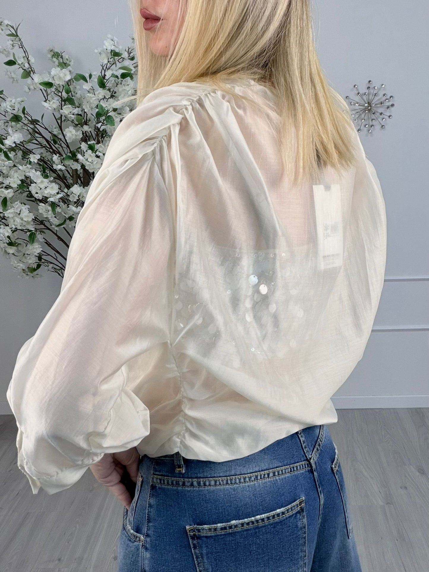 Camicia Haveone con Top Paillettes – Burro e Argento