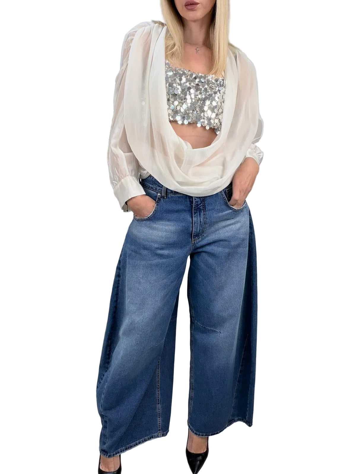 Tensione In Louvre Jeans Barrel Fit Donna Denim Blu