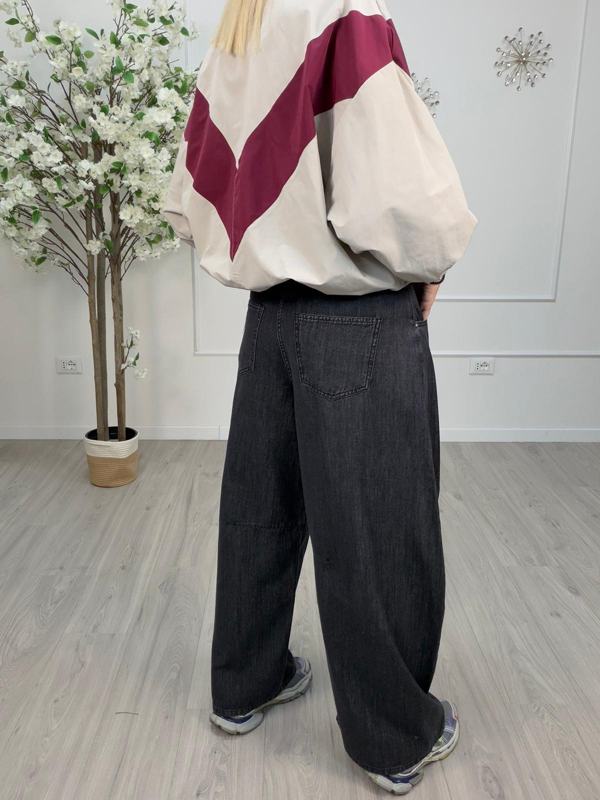 Tensione In Louvre Jeans Barrel Fit Donna- Nero
