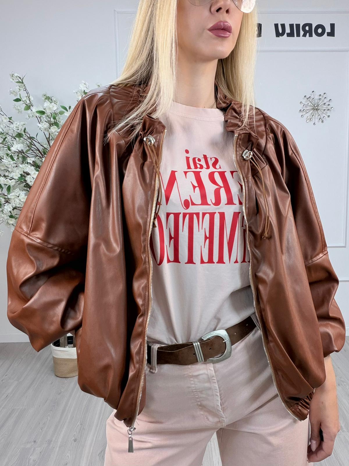 Bomber Haveone Arricciato – Cuoio