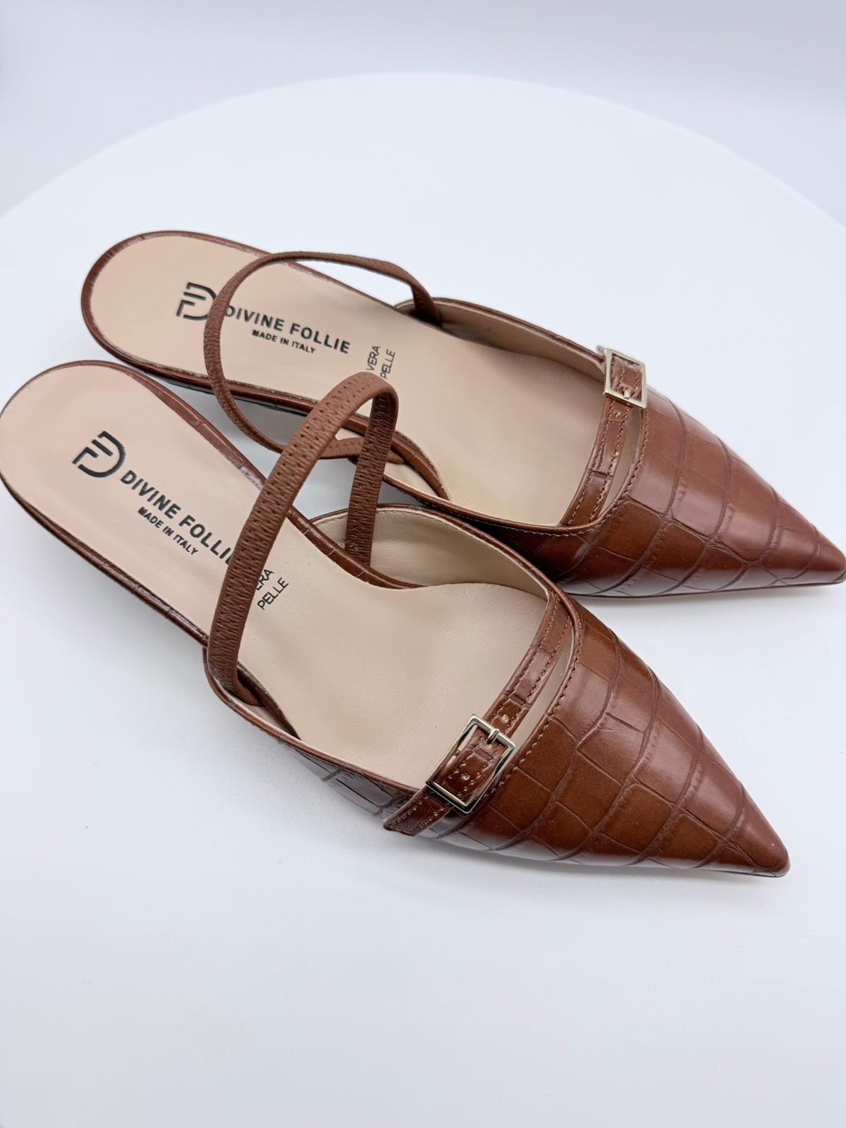 Slingback Divine Follie - Stampa Cocco Cuoio