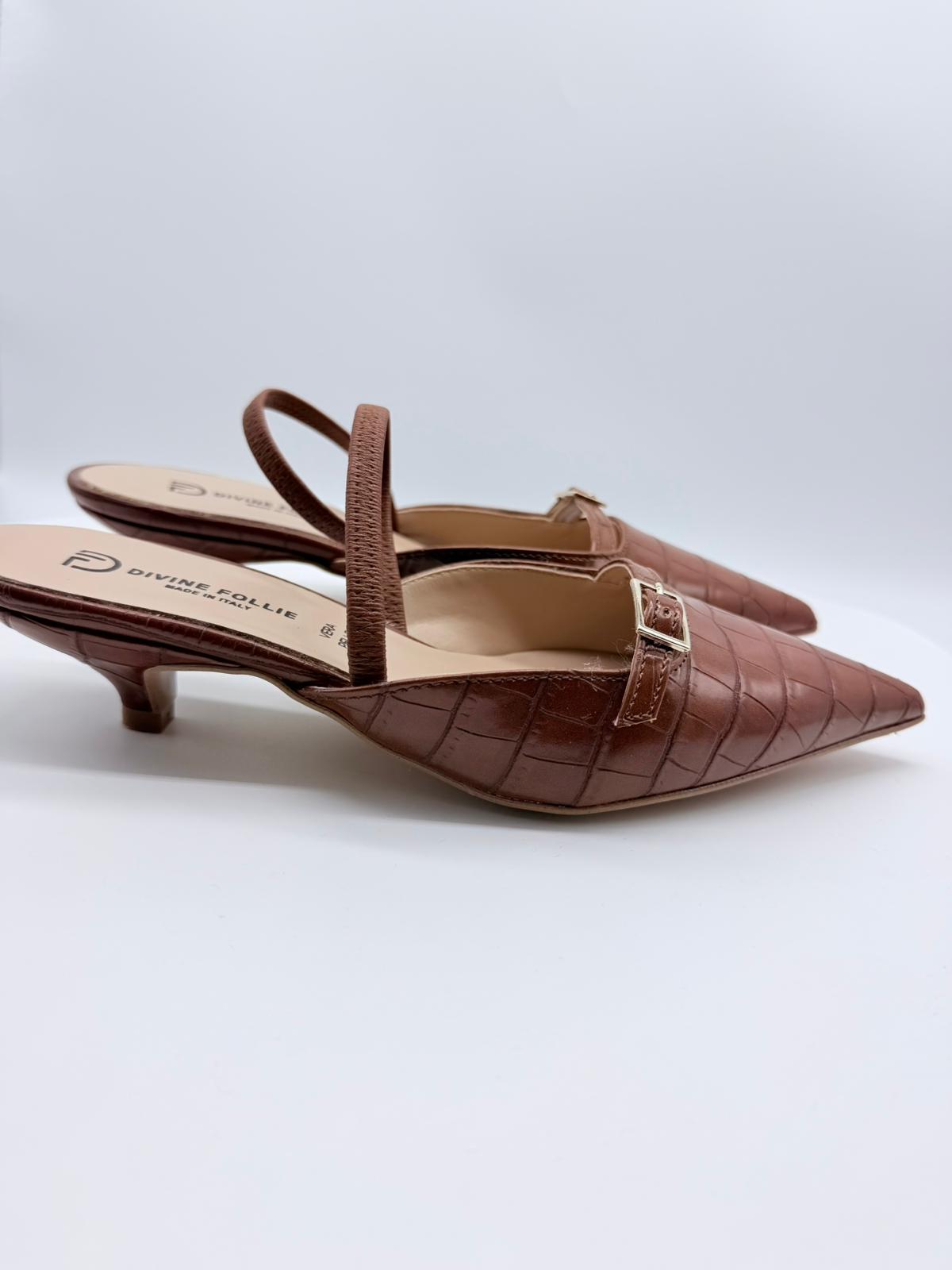 Slingback Divine Follie - Stampa Cocco Cuoio