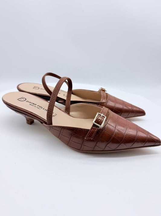 Slingback Divine Follie - Stampa Cocco Cuoio