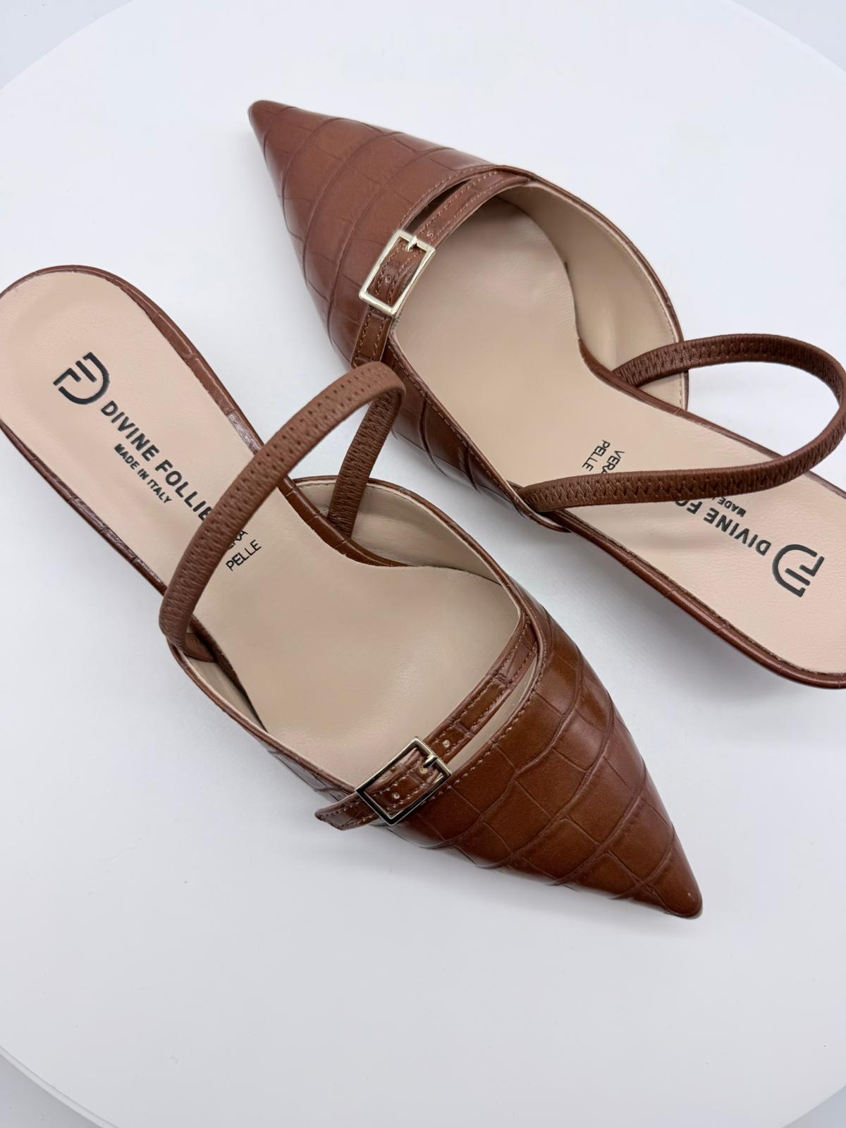 Slingback Divine Follie - Stampa Cocco Cuoio