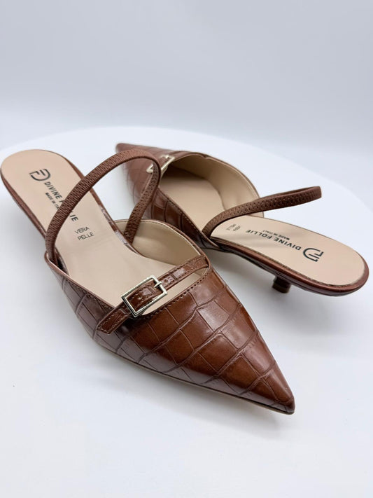 Slingback Divine Follie - Stampa Cocco Cuoio