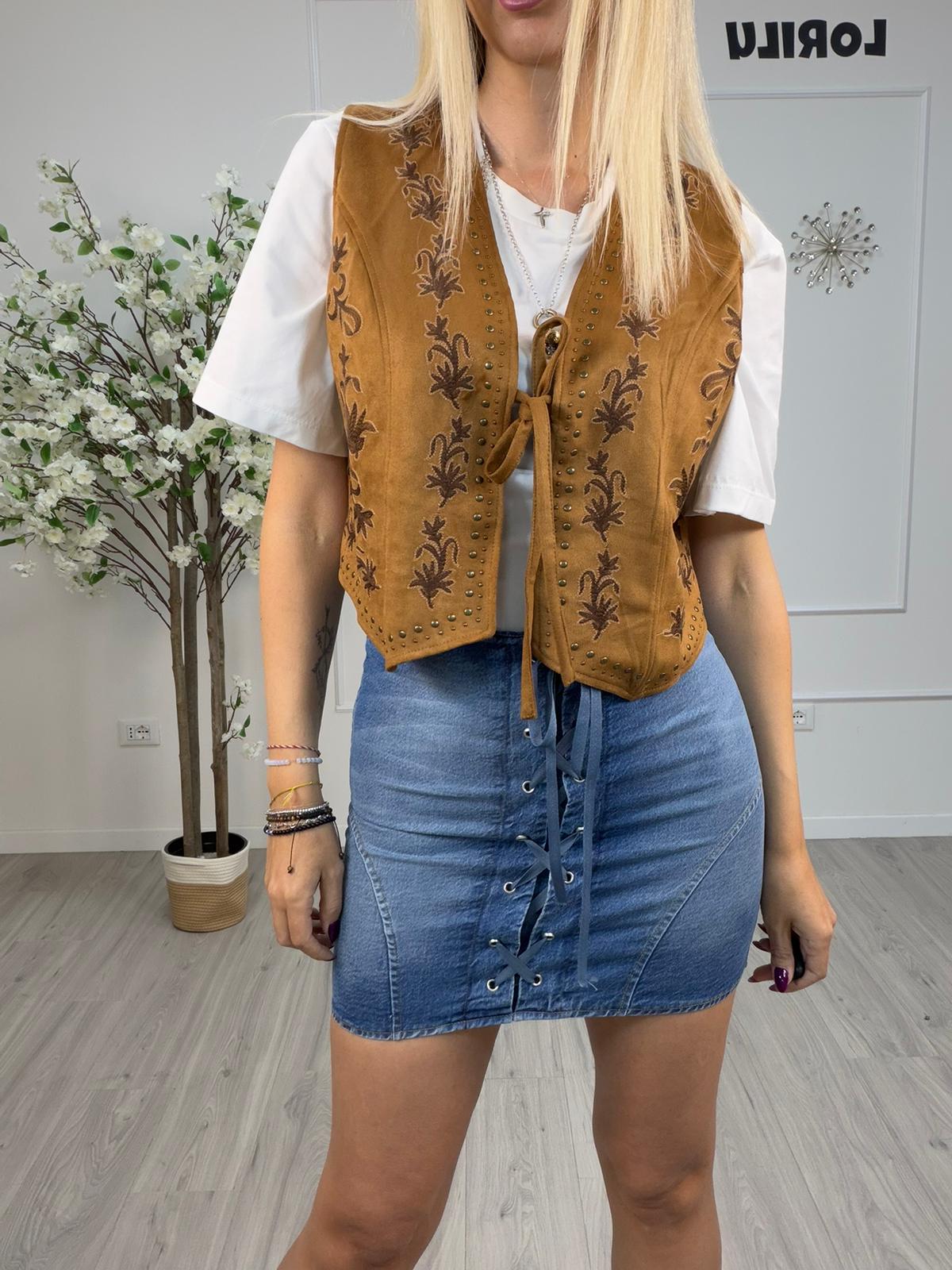 Mini Gonna Denim Stringata - Haveone