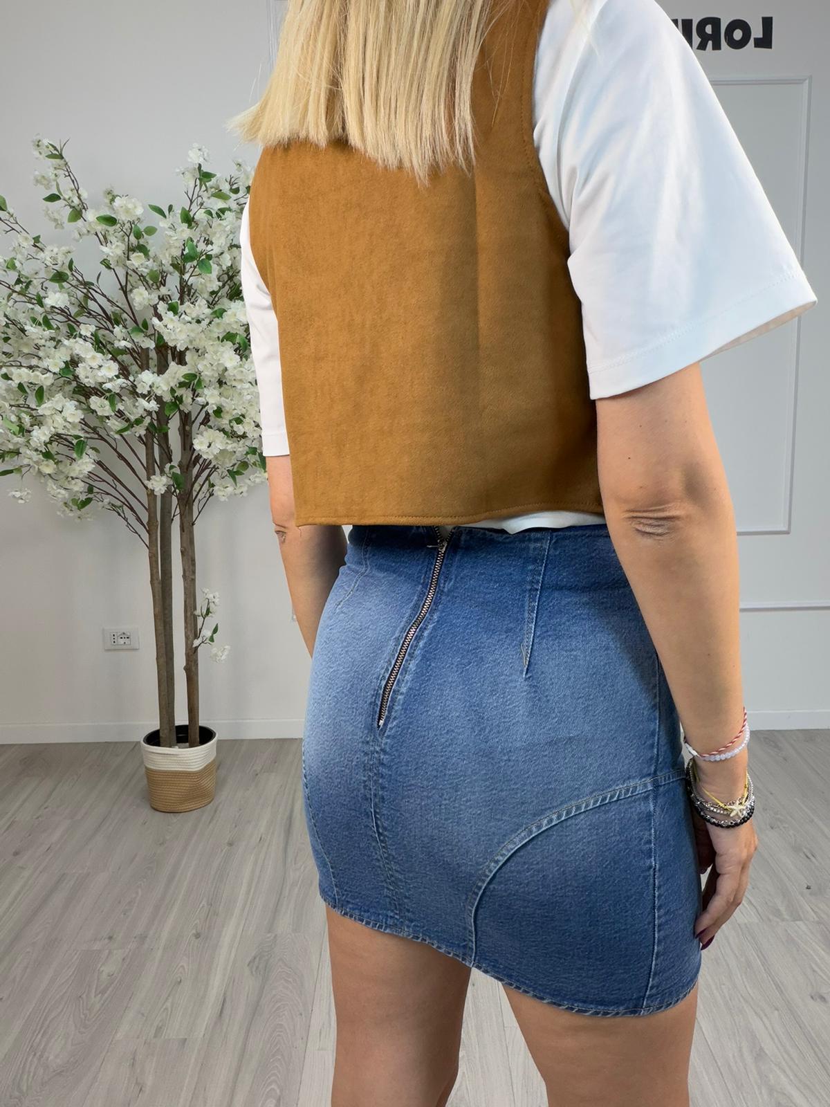 Mini Gonna Denim Stringata - Haveone