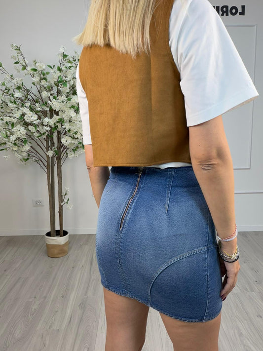Mini Gonna Denim Stringata - Haveone