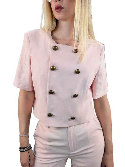 Giacca Cropped Doppiopetto Haveone - Rosa