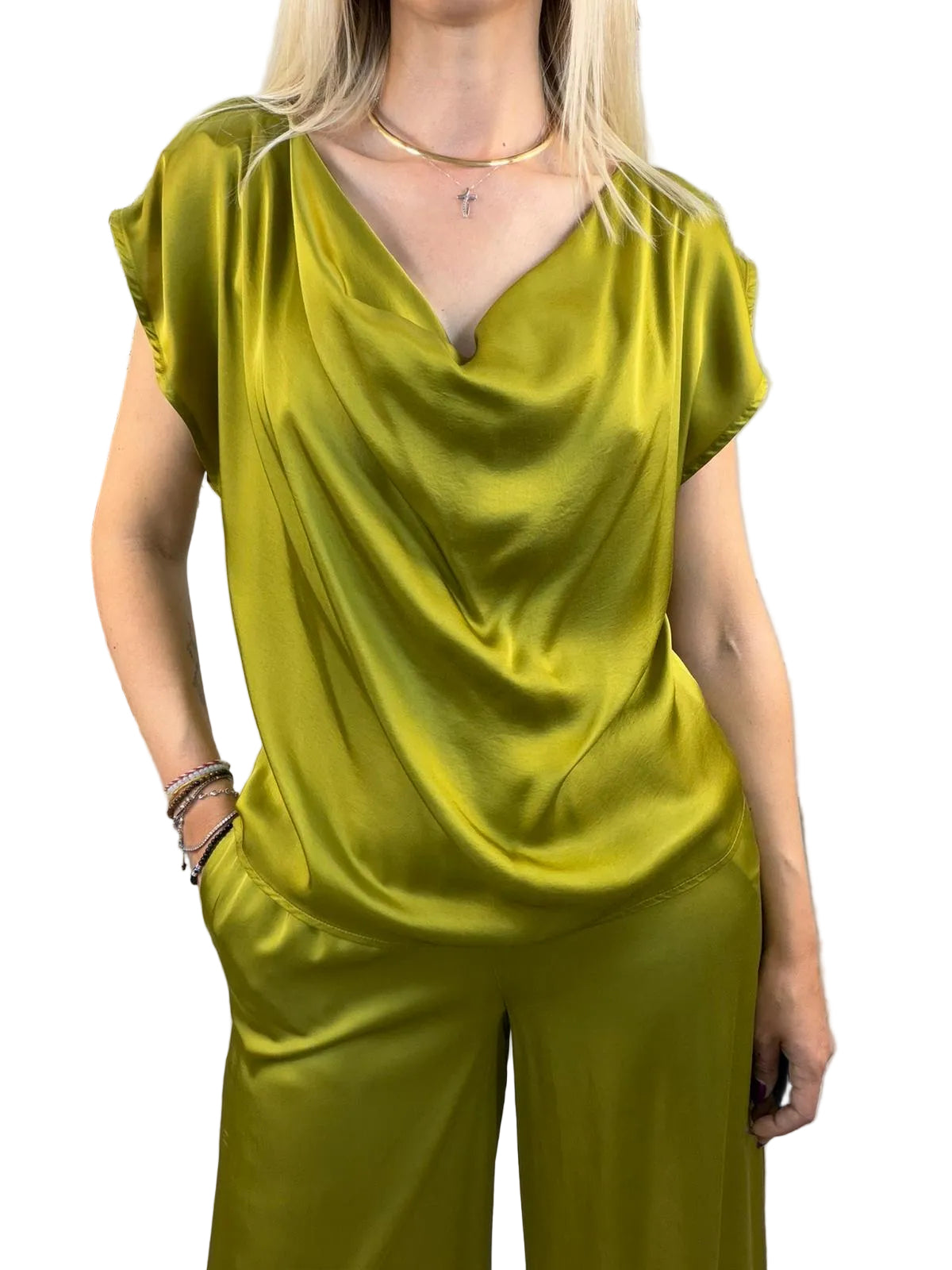 Blusa King Kong in Viscosa con Scollo a Cappuccio – Kaki