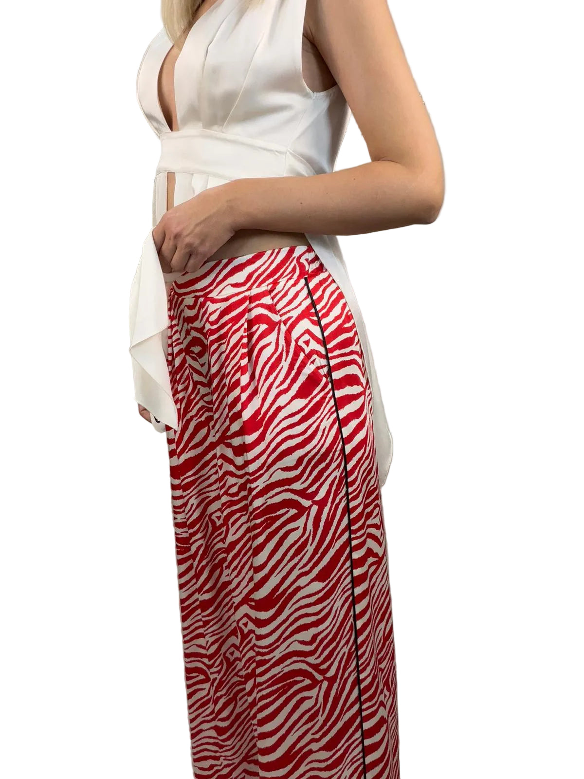 Pantalone Palazzo King Kong in Viscosa Zebra – Rosso