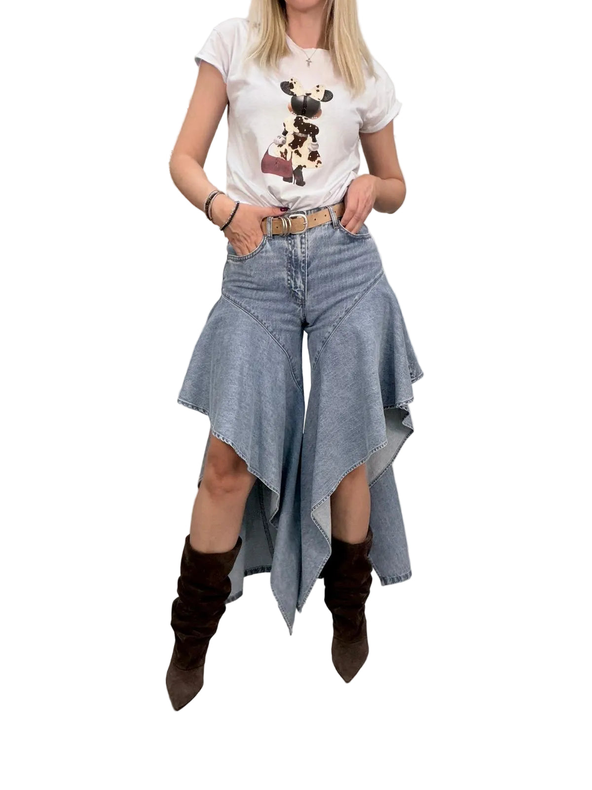 Jeans Souvenir Butterfly – Denim Asimmetrico con Volant