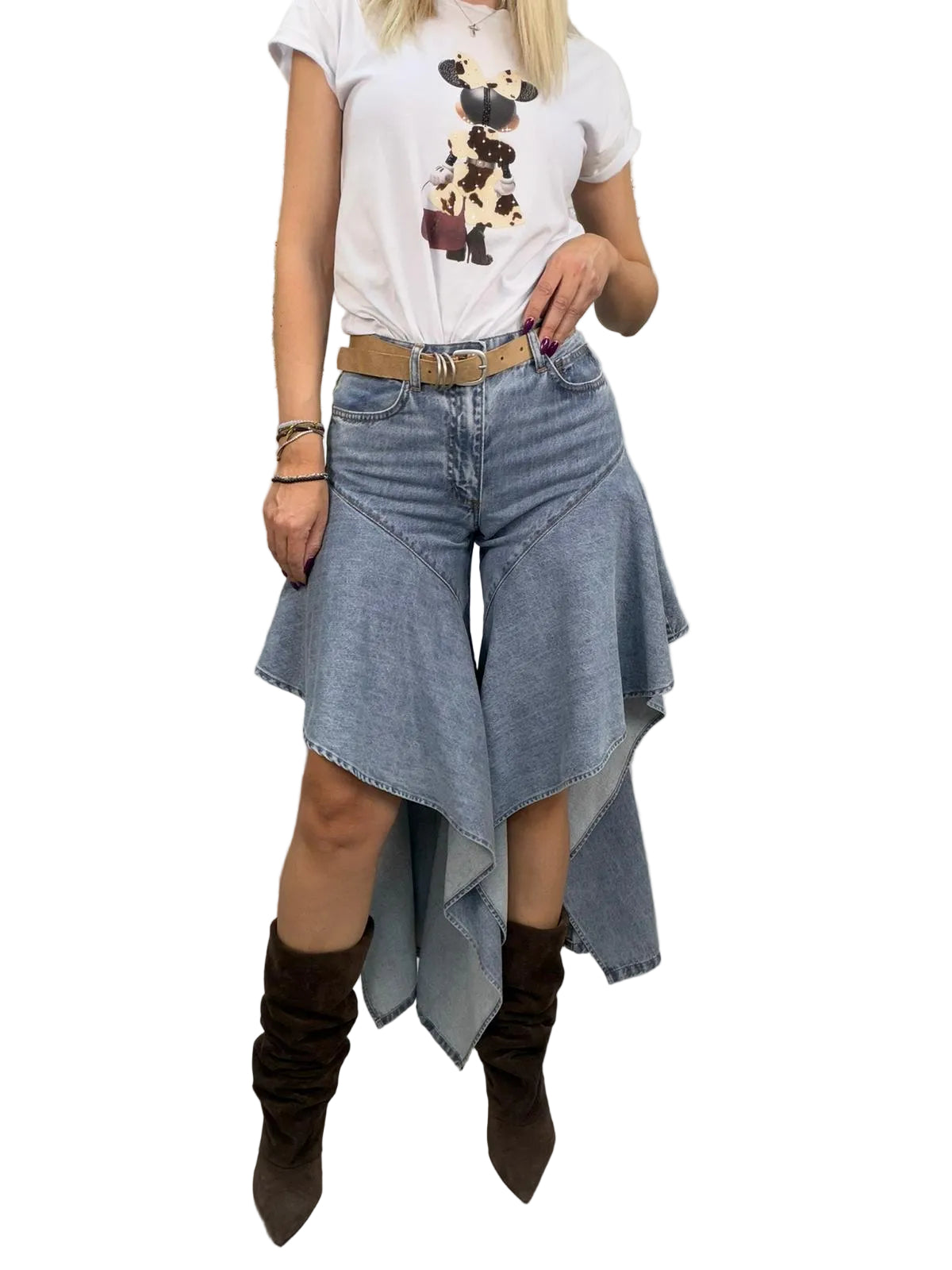 Jeans Souvenir Butterfly – Denim Asimmetrico con Volant