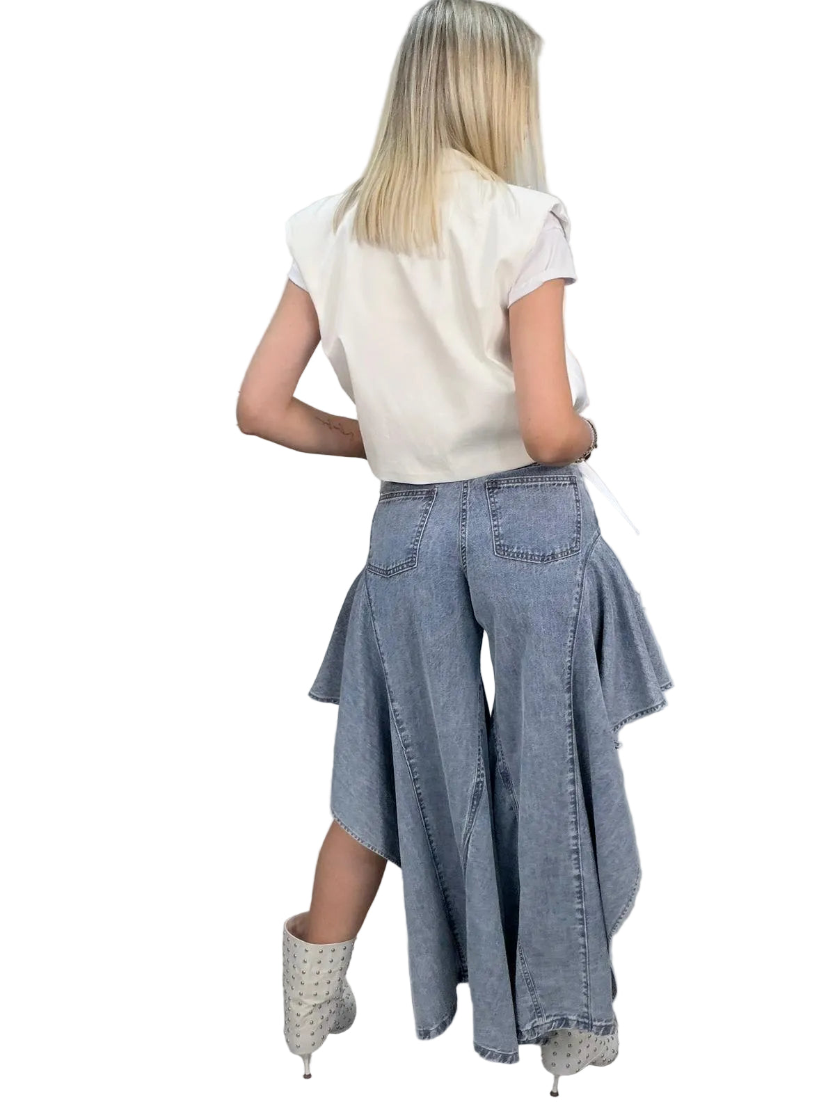 Jeans Souvenir Butterfly – Denim Asimmetrico con Volant