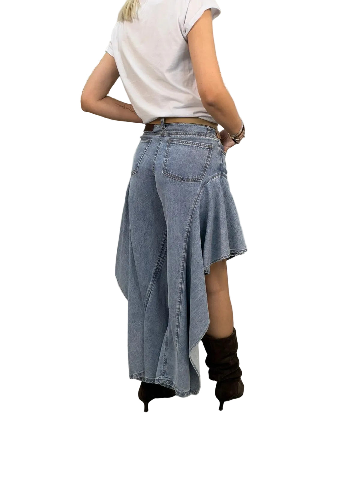 Jeans Souvenir Butterfly – Denim Asimmetrico con Volant