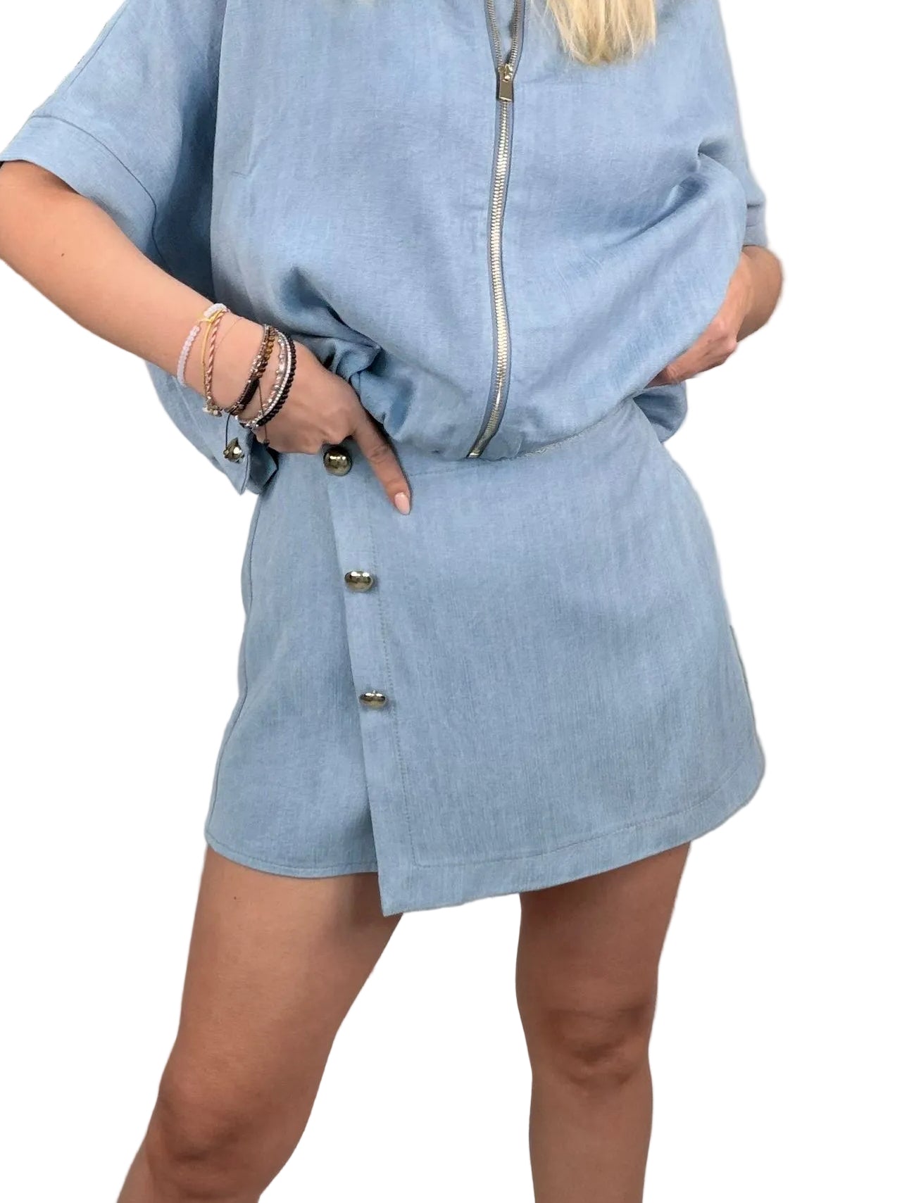 Gonna pantalone Maryley in lyocell color denim chiaro