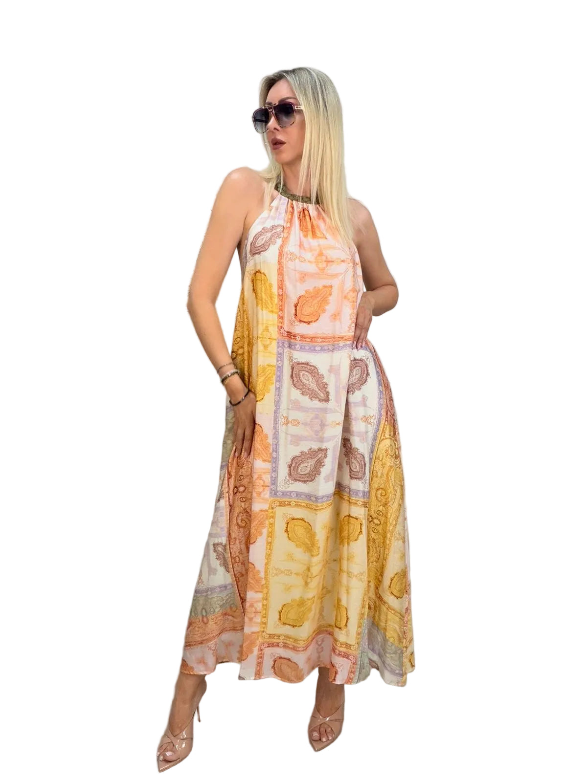 DIXIE - ABITO LUNGO PACIFIC PAISLEY CON SCHIENA SCOPERTA