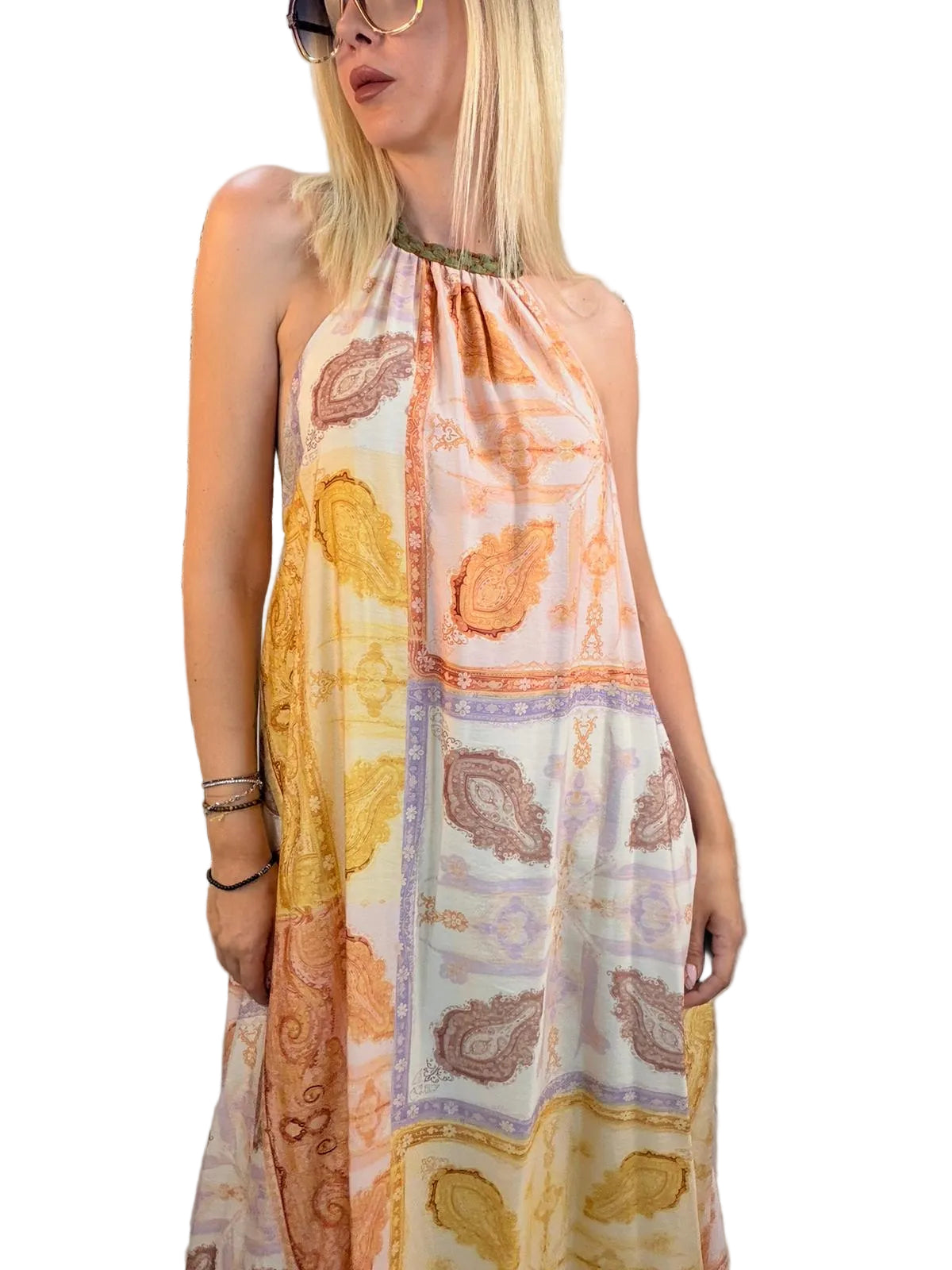DIXIE - ABITO LUNGO PACIFIC PAISLEY CON SCHIENA SCOPERTA