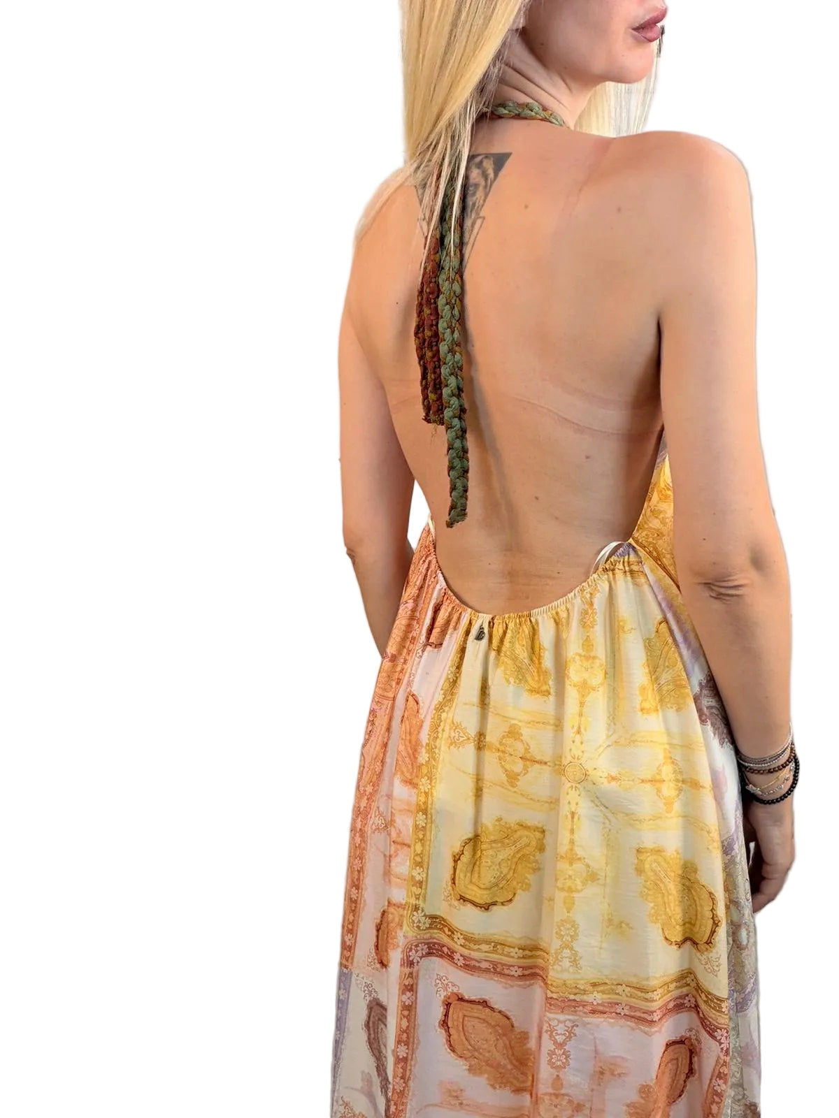 DIXIE - ABITO LUNGO PACIFIC PAISLEY CON SCHIENA SCOPERTA